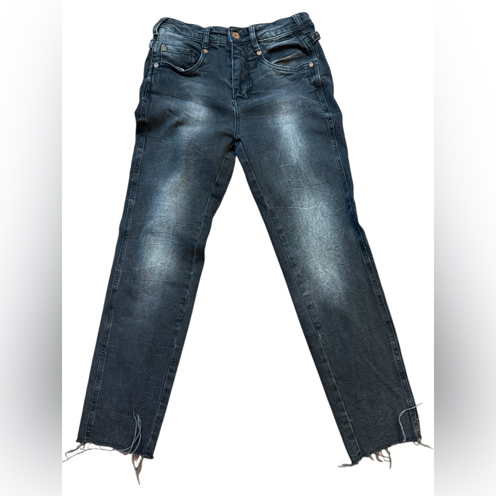 Pilcro Black High-Rise Slim Jeans Raw Hem Size 25